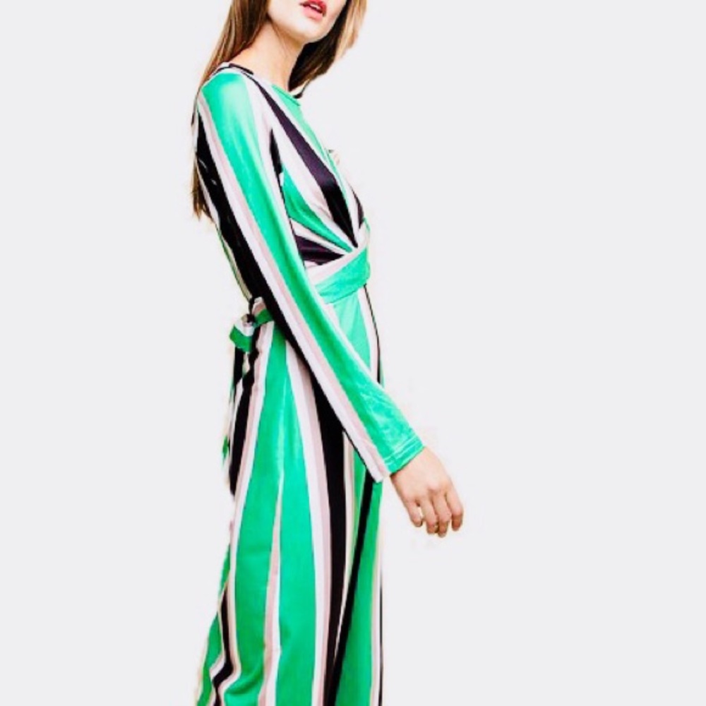 Midi Green Stripe Dress